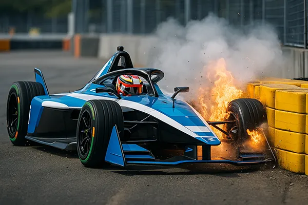 Flammender E-Rennwagen